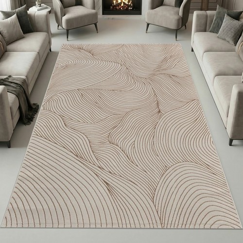 Teppich creme wellenmuster - teppich,