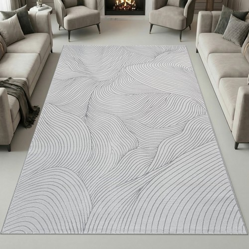 Teppich silber wellenmuster - teppich,