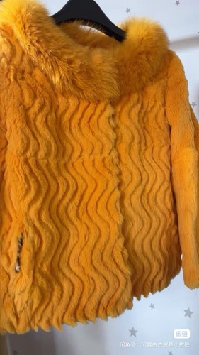 Marken pelzjacke orange mit - orange,